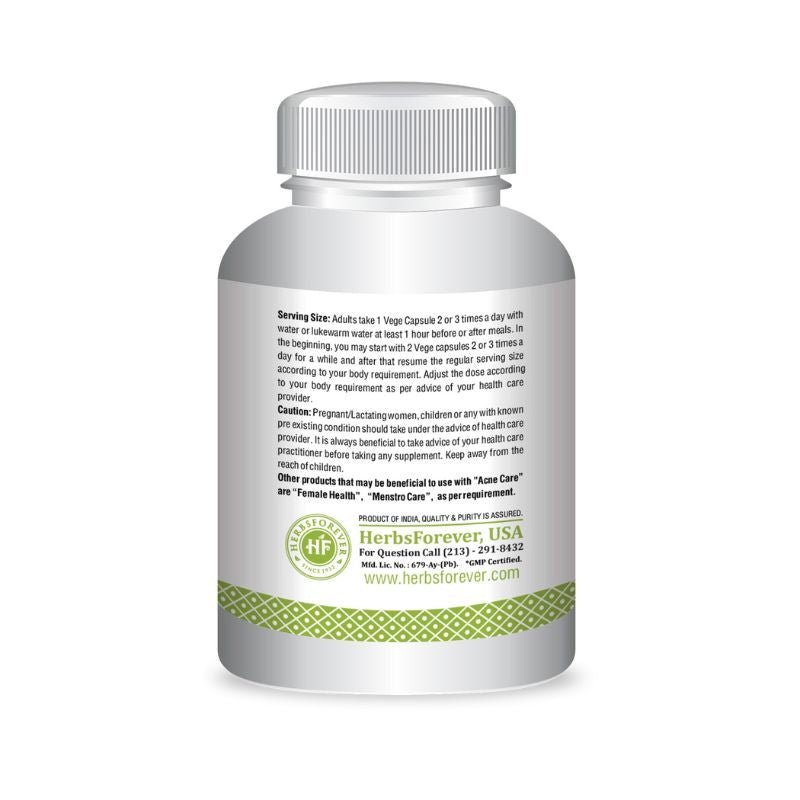 thumbnail image 2 of Acne Care (Acnil) - Ayurvedic Herbal Supplement - 90 Vege Capsules - 800 Mg Each 2 of 13